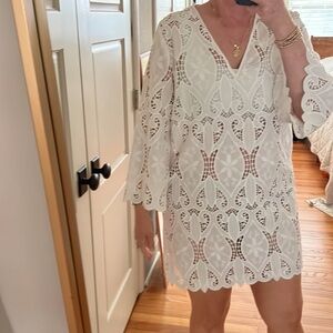 H&M White Eyelet embroidered Dress white small / beach cover up